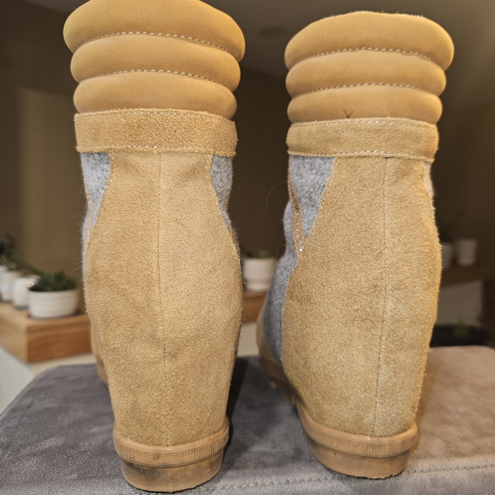 Serra Tan and Gray Lace Up Boots - Picture 5 of 9
